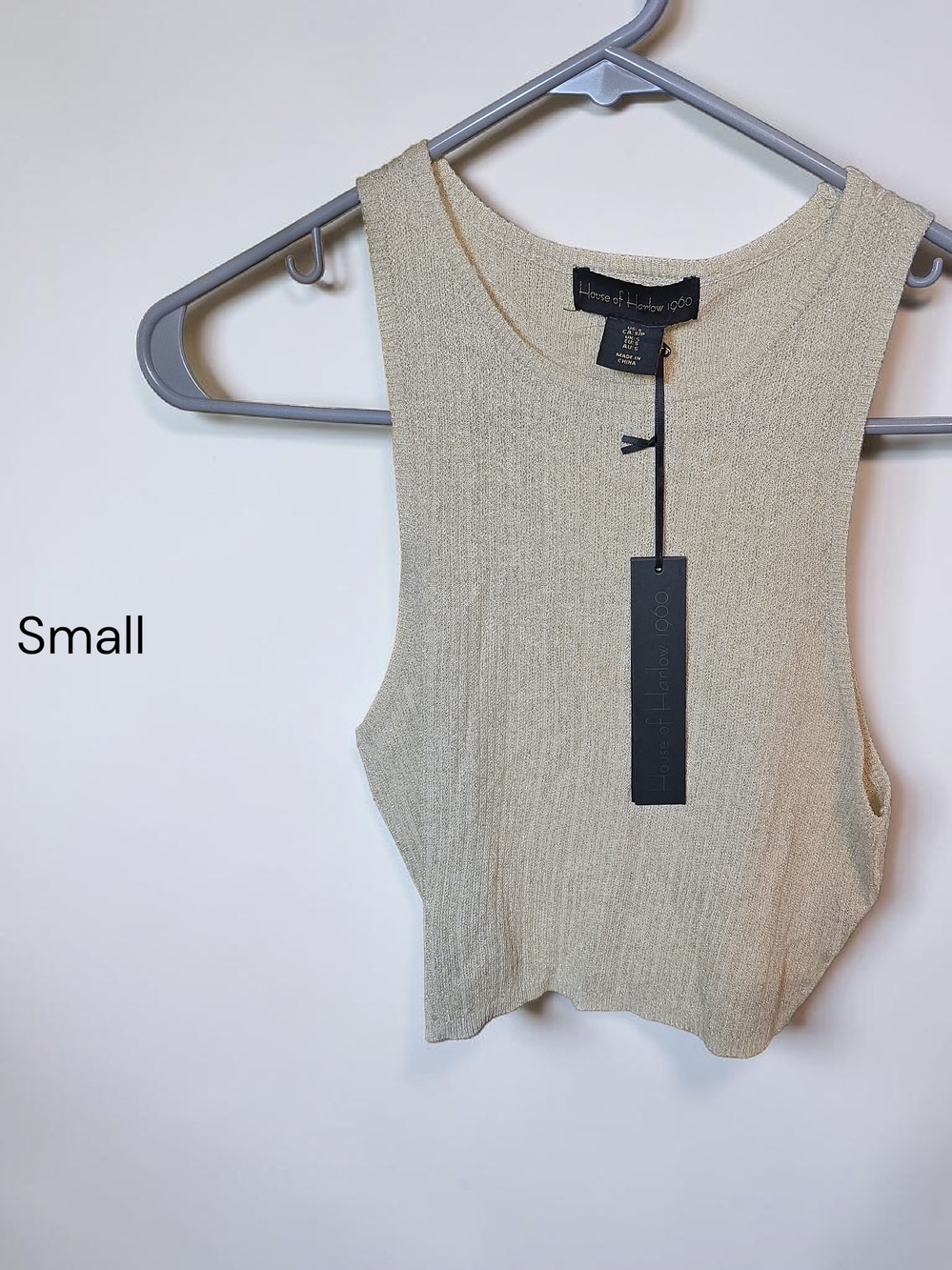 House of Harlow 1960 Cream Gold Sparkle Tank